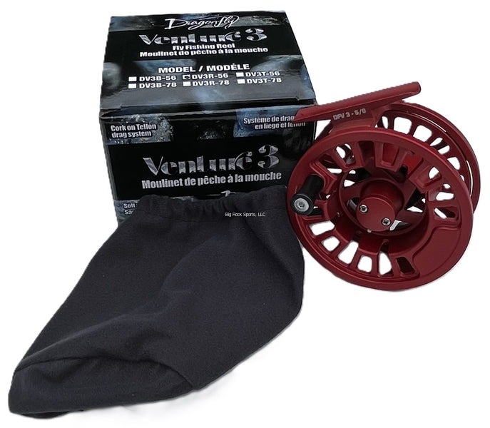 Dragonfly DV3R-56 Venture 3 Red Fly Reel 5/6 Die Cast