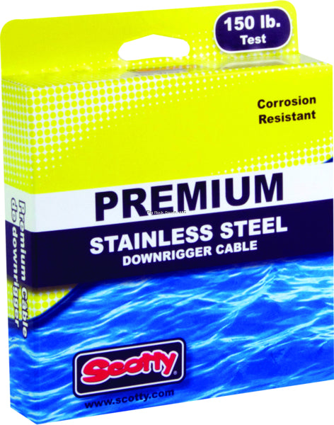 Scotty 1001K Premium Stainless Steel Downrigger Cable, 150lb Test, 300 ft spool, w/kit (143519)