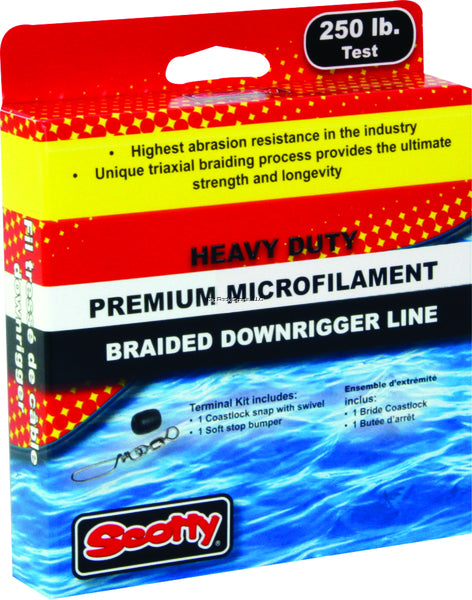 Scotty 2200K Heavy Duty Premium Braided Downrigger Line, 250lb Test, 200 ft spool, w/ kit (3488125 143517)