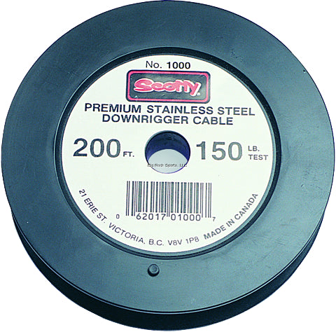 Scotty 1001 Premium Stainless Steel Downrigger Cable, 150lb Test, 300 ft spool